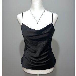 NWT Francesca's Black Satin Tank Top XS